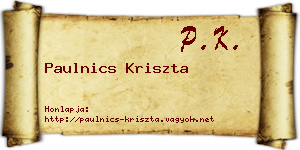 Paulnics Kriszta névjegykártya
